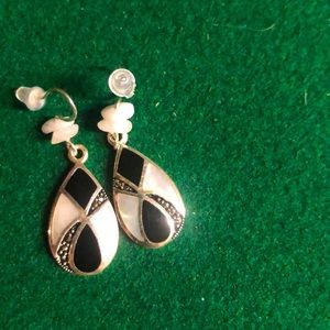 Silver abalone earrings